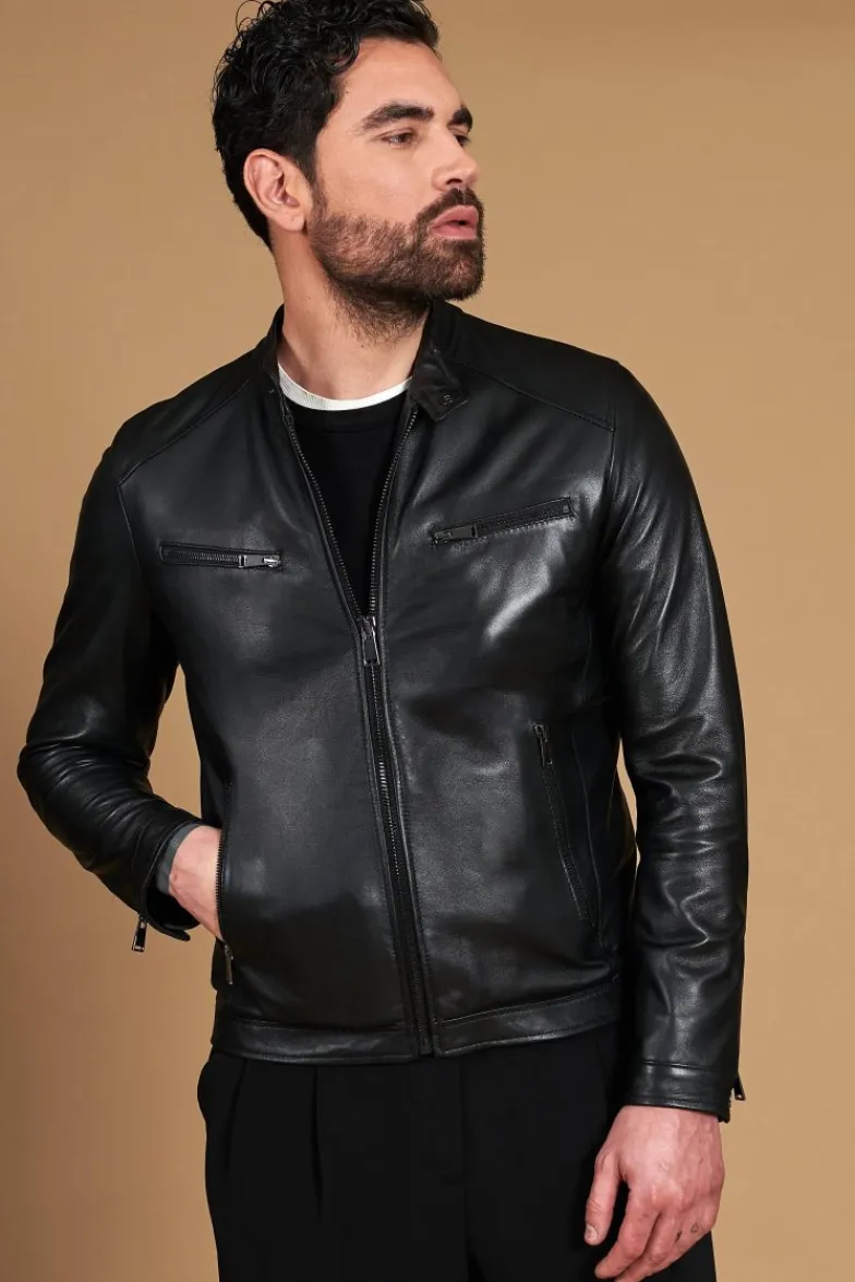 Uomo D'Arienzo Hamilton - Giacca in pelle nera quattro tasche nappa effetto liscio