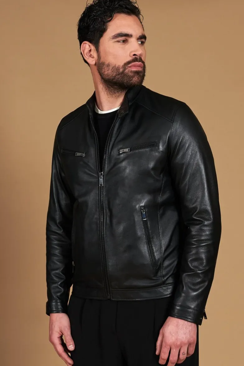 Uomo D'Arienzo Hamilton - Giacca in pelle nera quattro tasche nappa effetto liscio