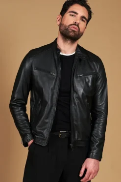 Uomo D'Arienzo Hamilton - Giacca in pelle nera quattro tasche nappa effetto liscio