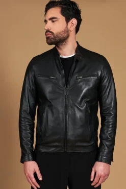 Uomo D'Arienzo Hamilton - Giacca in pelle nera quattro tasche nappa effetto liscio