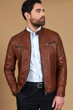 Uomo D'Arienzo Hamilton - Giacca in pelle pull up cuoio effetto vintage