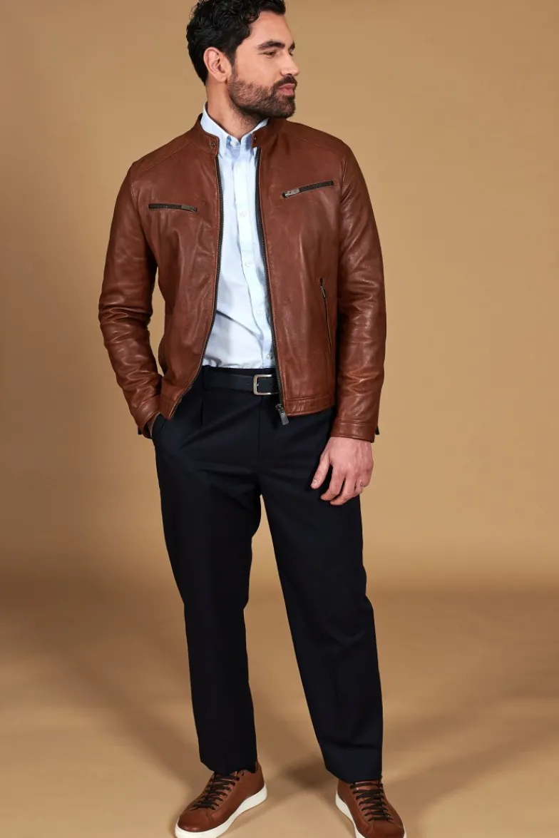 Uomo D'Arienzo Hamilton - Giacca in pelle pull up cuoio effetto vintage