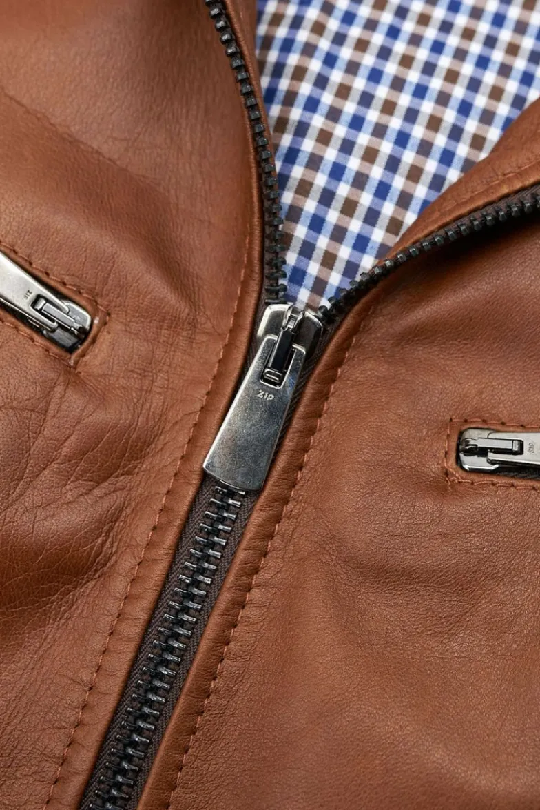 Uomo D'Arienzo Hamilton - Giacca in pelle pull up cuoio effetto vintage