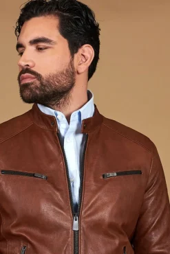 Uomo D'Arienzo Hamilton - Giacca in pelle pull up cuoio effetto vintage