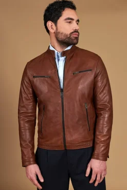 Uomo D'Arienzo Hamilton - Giacca in pelle pull up cuoio effetto vintage
