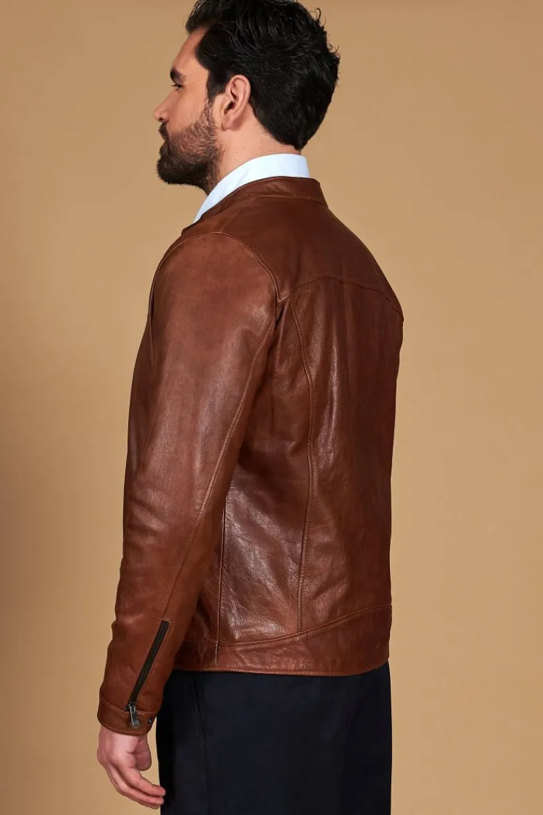Uomo D'Arienzo Hamilton - Giacca in pelle pull up cuoio effetto vintage