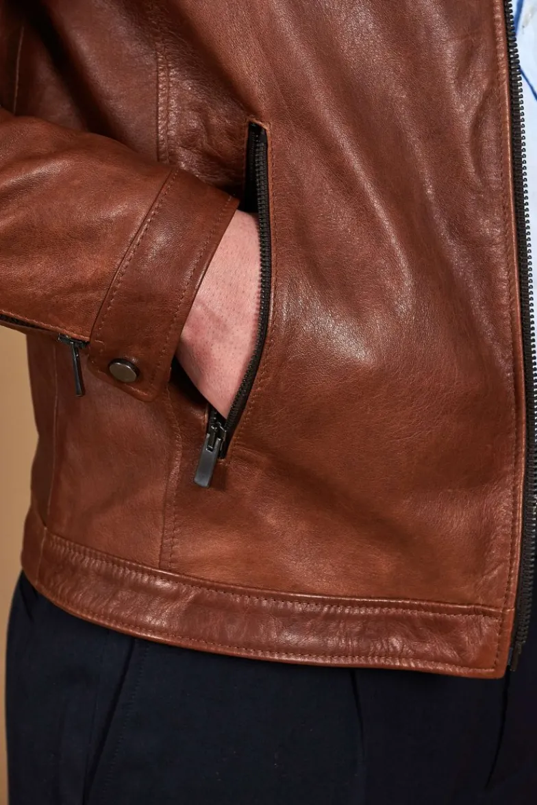 Uomo D'Arienzo Hamilton - Giacca in pelle pull up cuoio effetto vintage