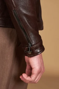Uomo D'Arienzo Hamilton - Giacca in pelle testa di moro effetto vintage quattro tasche