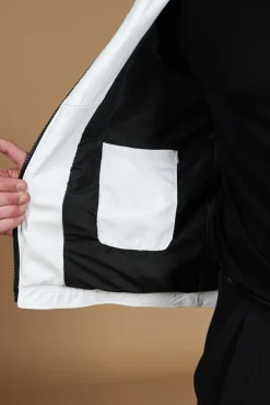 Uomo D'Arienzo Hamilton - Giacca in pelle nappa bianca quattro tasche effetto liscio