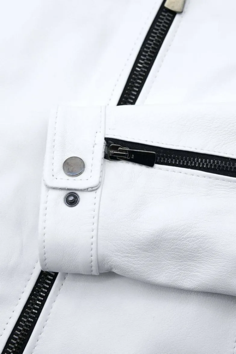 Uomo D'Arienzo Hamilton - Giacca in pelle nappa bianca quattro tasche effetto liscio