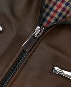 Uomo D'Arienzo Hamilton - Giacca in pelle marrone effetto vintage quattro tasche
