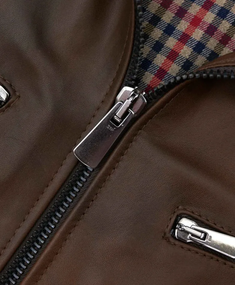 Uomo D'Arienzo Hamilton - Giacca in pelle marrone effetto vintage quattro tasche