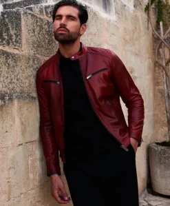 Uomo D'Arienzo Hamilton - Giacca in pelle naturale colore rosso nuvolato quattro tasche
