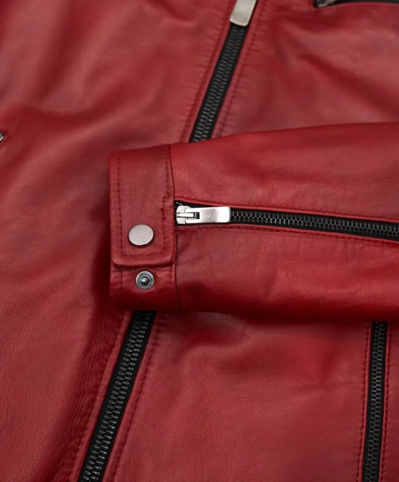 Uomo D'Arienzo Hamilton - Giacca in pelle naturale colore rosso nuvolato quattro tasche