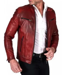 Uomo D'Arienzo Hamilton - Giacca in pelle naturale colore rosso nuvolato quattro tasche
