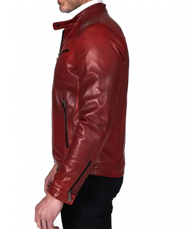 Uomo D'Arienzo Hamilton - Giacca in pelle naturale colore rosso nuvolato quattro tasche