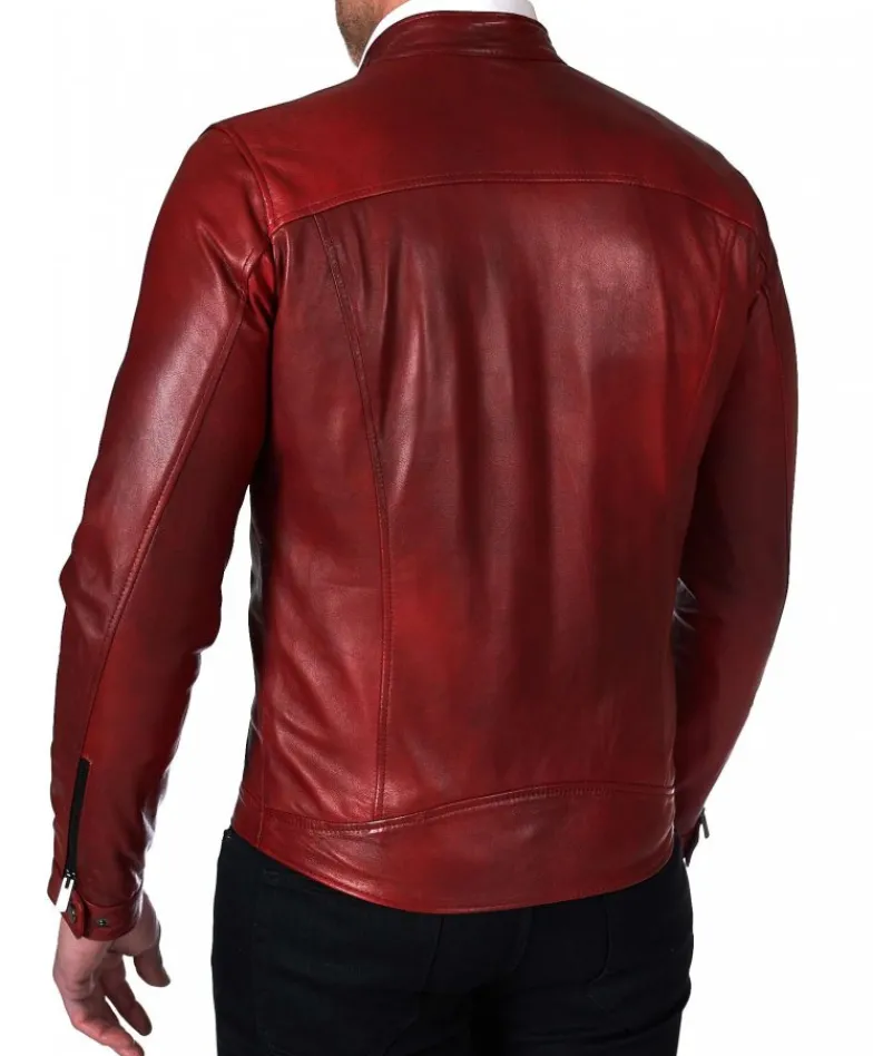 Uomo D'Arienzo Hamilton - Giacca in pelle naturale colore rosso nuvolato quattro tasche