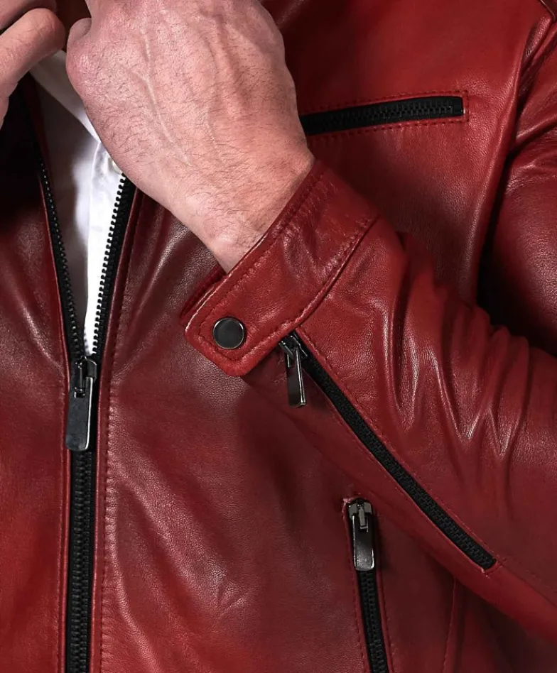 Uomo D'Arienzo Hamilton - Giacca in pelle naturale colore rosso nuvolato quattro tasche