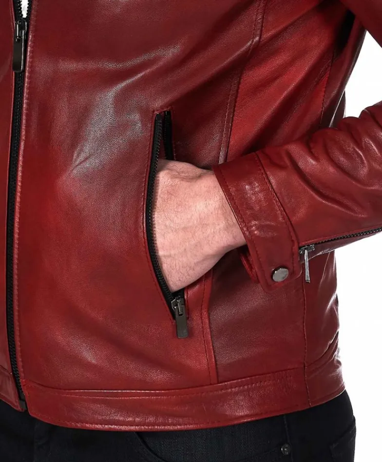 Uomo D'Arienzo Hamilton - Giacca in pelle naturale colore rosso nuvolato quattro tasche