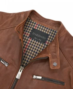 Uomo D'Arienzo Hamilton - Giacca in pelle cuoio effetto vintage quattro tasche