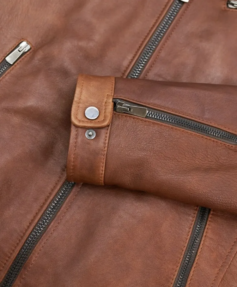 Uomo D'Arienzo Hamilton - Giacca in pelle cuoio effetto vintage quattro tasche