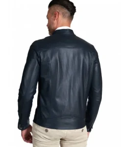 Uomo D'Arienzo Hamilton - Giacca in pelle blu quattro tasche nappa effetto liscio
