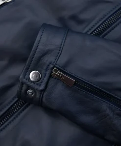 Uomo D'Arienzo Hamilton - Giacca in pelle blu quattro tasche nappa effetto liscio