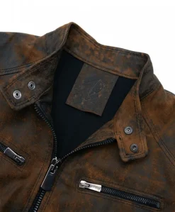 Uomo D'Arienzo Hamilton - Giacca in pelle marrone effetto anticato quattro tasche