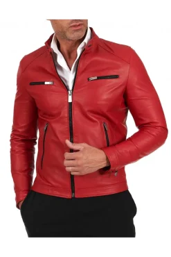 Uomo D'Arienzo Hamilton - Giacca in pelle rossa nappa effetto liscio