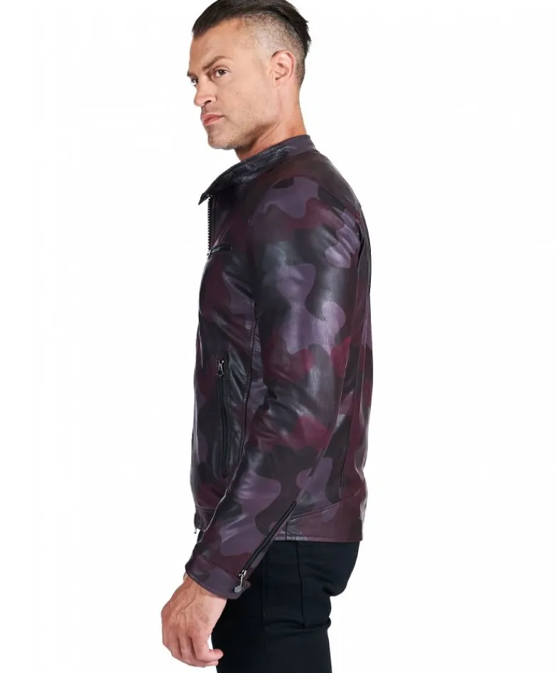 Uomo D'Arienzo Hamilton - Giacca in pelle militare bordeaux effetto liscio