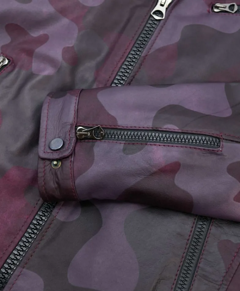 Uomo D'Arienzo Hamilton - Giacca in pelle militare bordeaux effetto liscio