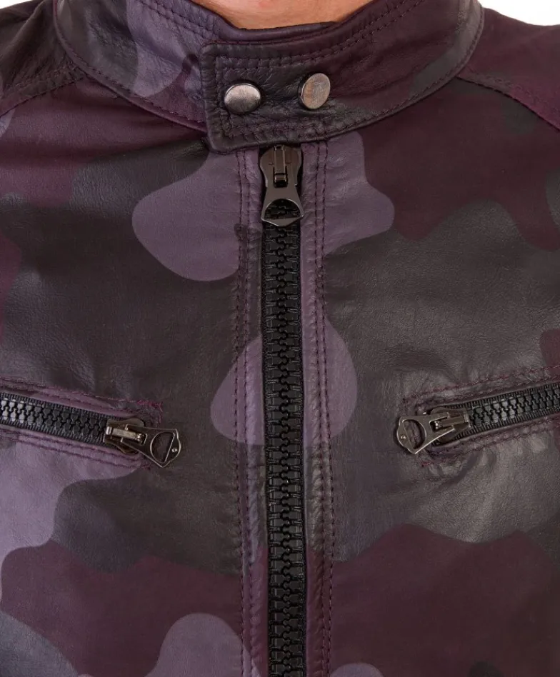 Uomo D'Arienzo Hamilton - Giacca in pelle militare bordeaux effetto liscio