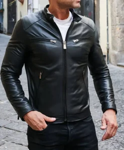 Uomo D'Arienzo Hamilton - Giacca in pelle nera nappa effetto liscio