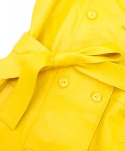 Donna D'Arienzo Hazel - Cappotto in pelle nappa gialla doppio petto spacchi laterali