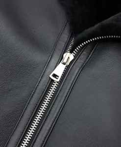 Uomo D'Arienzo Jasper - Chiodo Montone Shearling nero con cerniera trasversale