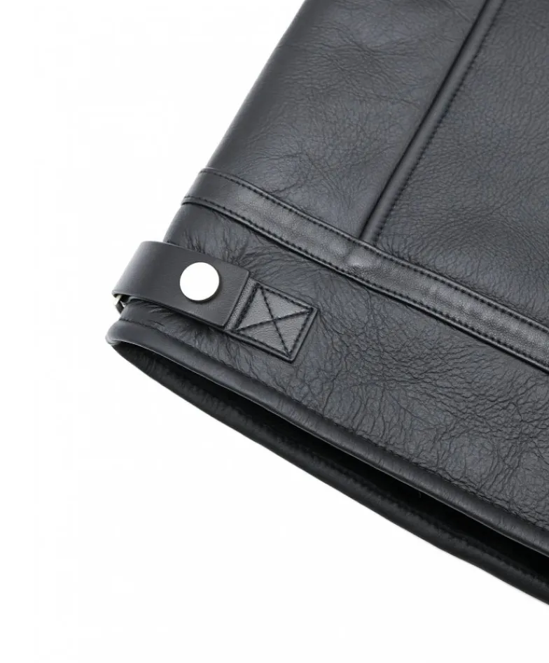 Uomo D'Arienzo Jasper - Chiodo Montone Shearling nero con cerniera trasversale
