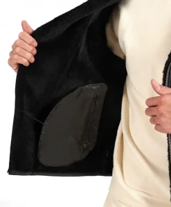 Uomo D'Arienzo Jasper - Chiodo Montone Shearling nero con cerniera trasversale
