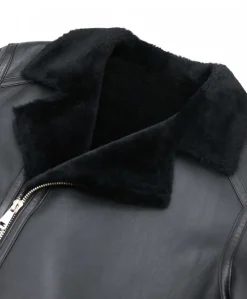 Uomo D'Arienzo Jasper - Chiodo Montone Shearling nero con cerniera trasversale