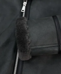 Uomo D'Arienzo Jasper - Chiodo Montone Shearling grigio con cerniera trasversale