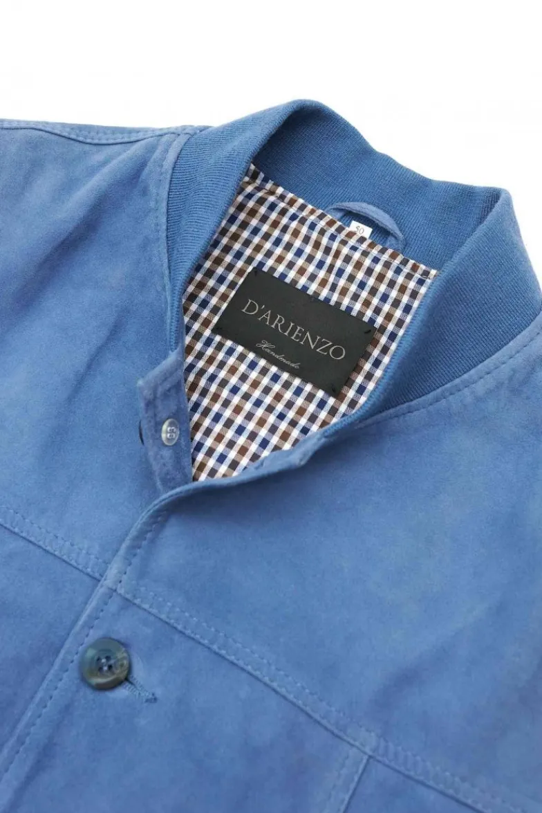 Uomo D'Arienzo Jeff - Gilet in pelle camoscio blu denim con bottoni