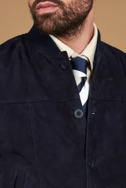 Uomo D'Arienzo Jeff - Gilet in pelle camoscio blu con bottoni