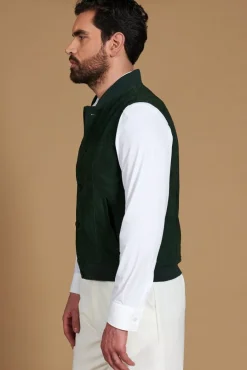 Uomo D'Arienzo Jeff - Gilet in pelle camoscio verde con bottoni