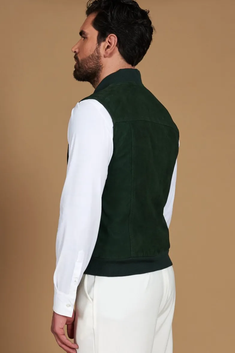 Uomo D'Arienzo Jeff - Gilet in pelle camoscio verde con bottoni