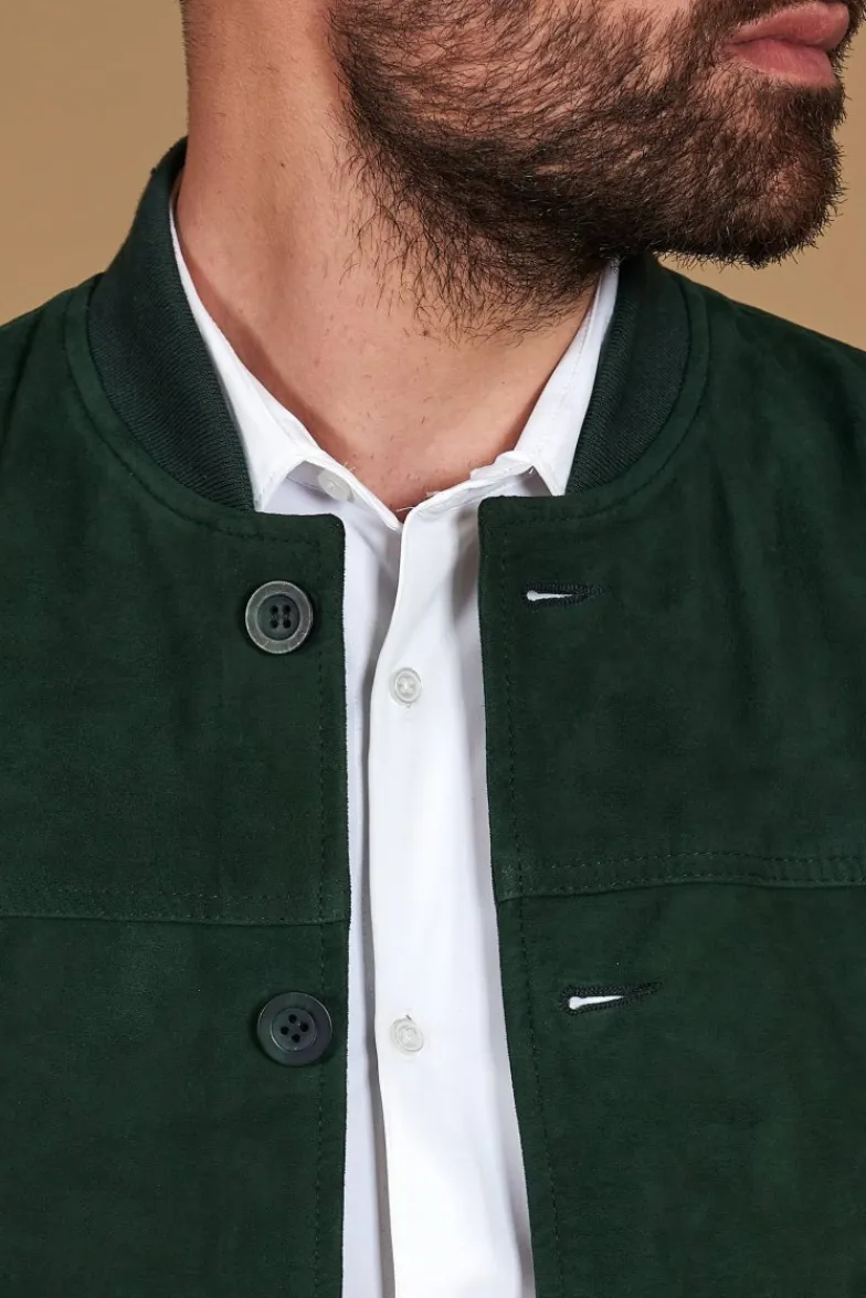 Uomo D'Arienzo Jeff - Gilet in pelle camoscio verde con bottoni