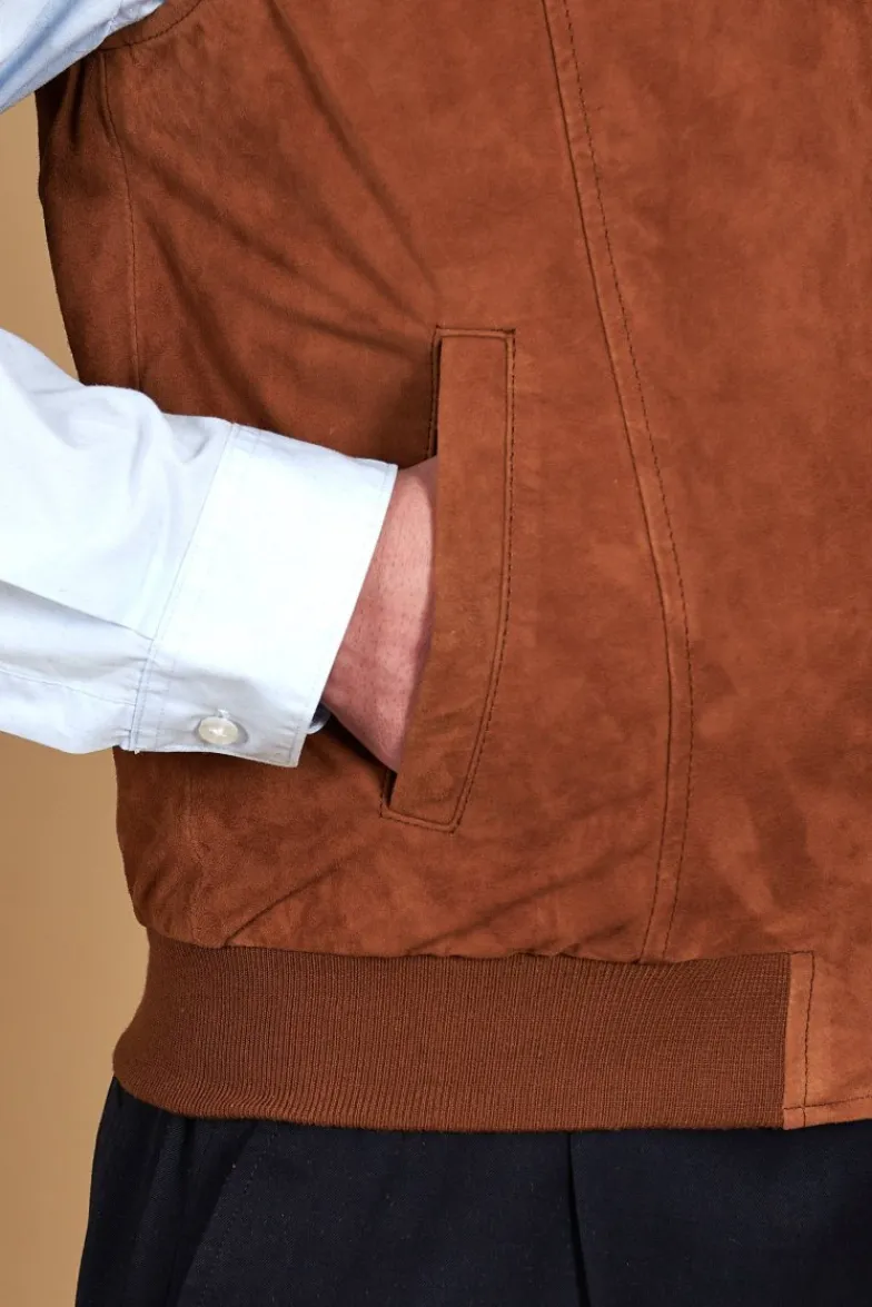 Uomo D'Arienzo Jeff - Gilet in pelle camoscio color cuoio con bottoni