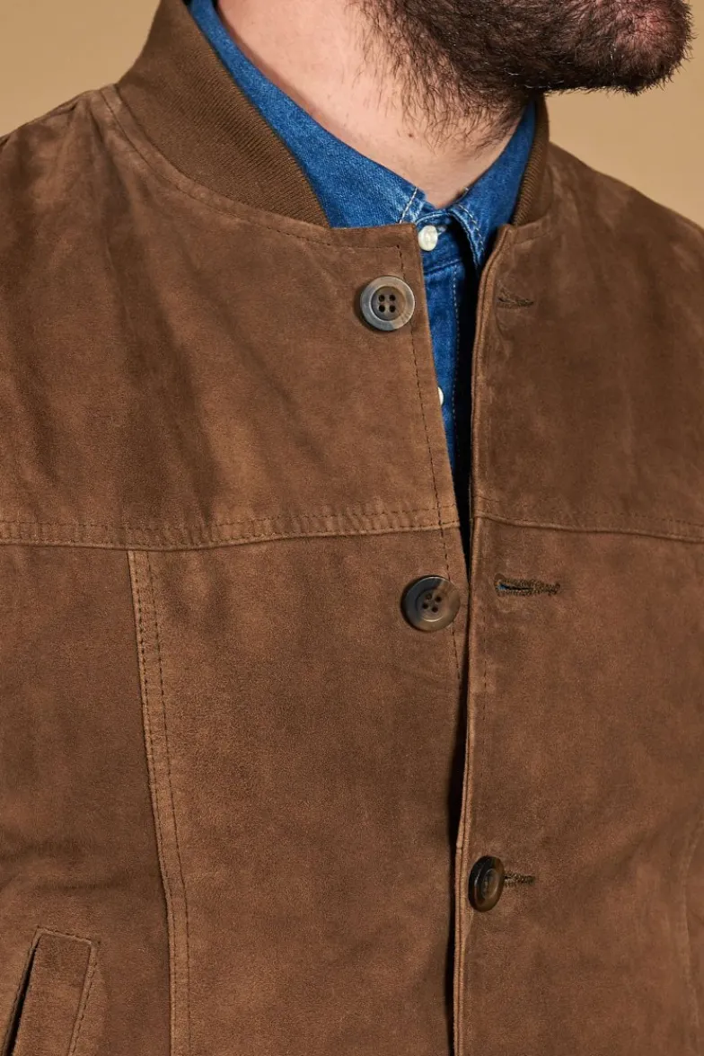 Uomo D'Arienzo Jeff - Gilet in pelle camoscio color fango con bottoni