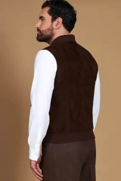 Uomo D'Arienzo Jeff - Gilet in pelle camoscio testa di moro con bottoni