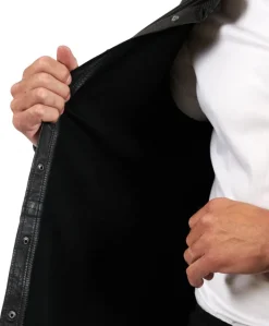Uomo D'Arienzo Jet - Camicia in pelle nera sfoderata effetto vintage
