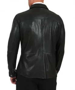 Uomo D'Arienzo Jet - Camicia in pelle nera sfoderata effetto vintage