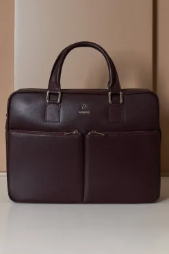 D'Arienzo Justin - Borsa Ventiquattrore in pelle di vitello bordeaux saffiano doppia tasca